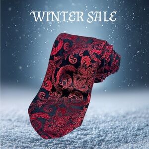 MEN'S NECKTIE - CITY OF LONDON { TOTAL LENGHT: 56 " } RED & BLACK